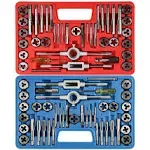 Anfrere 80pcs Tap and Die Set, SAE & Metric Tap Die Wrench Set, Metric Standard M3 to M12 Coarse Fine Rethreading Threads Bits for Cutting External and Internal Threads, NC, NF, NPT Repair Tools