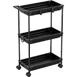 Simple Houseware Kitchen Cart Storage 3-Tier Slim/Super Narrow Shelves with Handle, 26.5'' Height/5.5'' Width for Narrow Place, Black