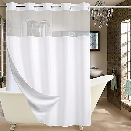 Conbo Mio Hotel Grade Fabric Shower Curtain with Snap in Liner for Bathroom with