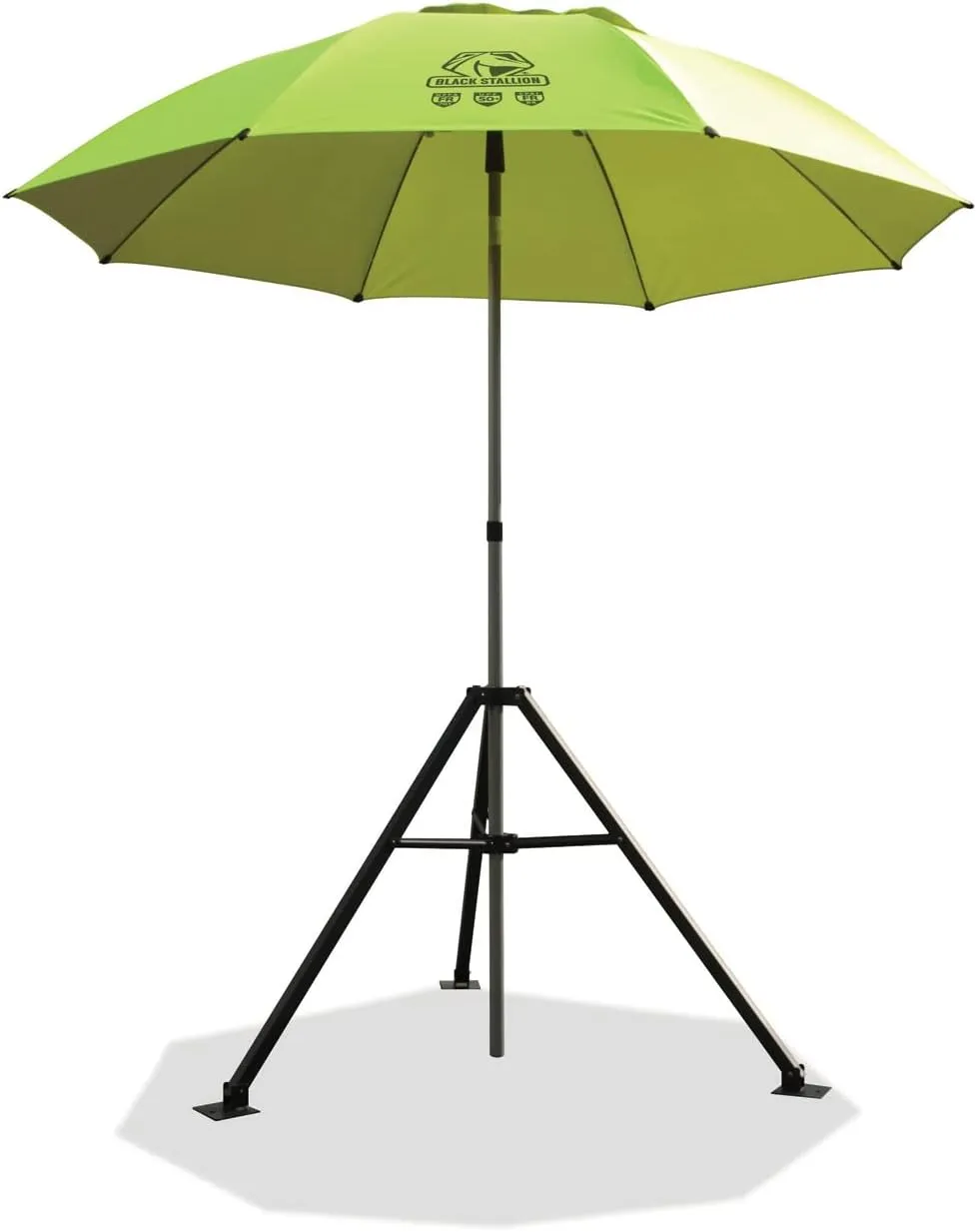 Black Stallion UB250 Core Flame-Resistant Industrial Umbrella, Yellow & Tripod Stand Set