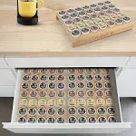 MinBoo Bamboo K Cup Holder Drawer or Countertop K Cup Organizer Coffee Pod Holder Hold 35 Coffee Pod Storage K Cup Coffee Pods Holder