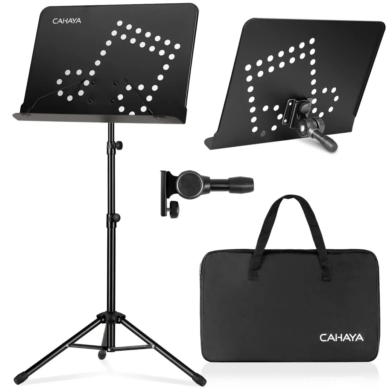 cahaya Sheet Music Stand Dual Use Metal Portable with Carrying Bag Folding Travel Holder Super Sturdy Adjustable Height Obtain Patent Protection, CY0