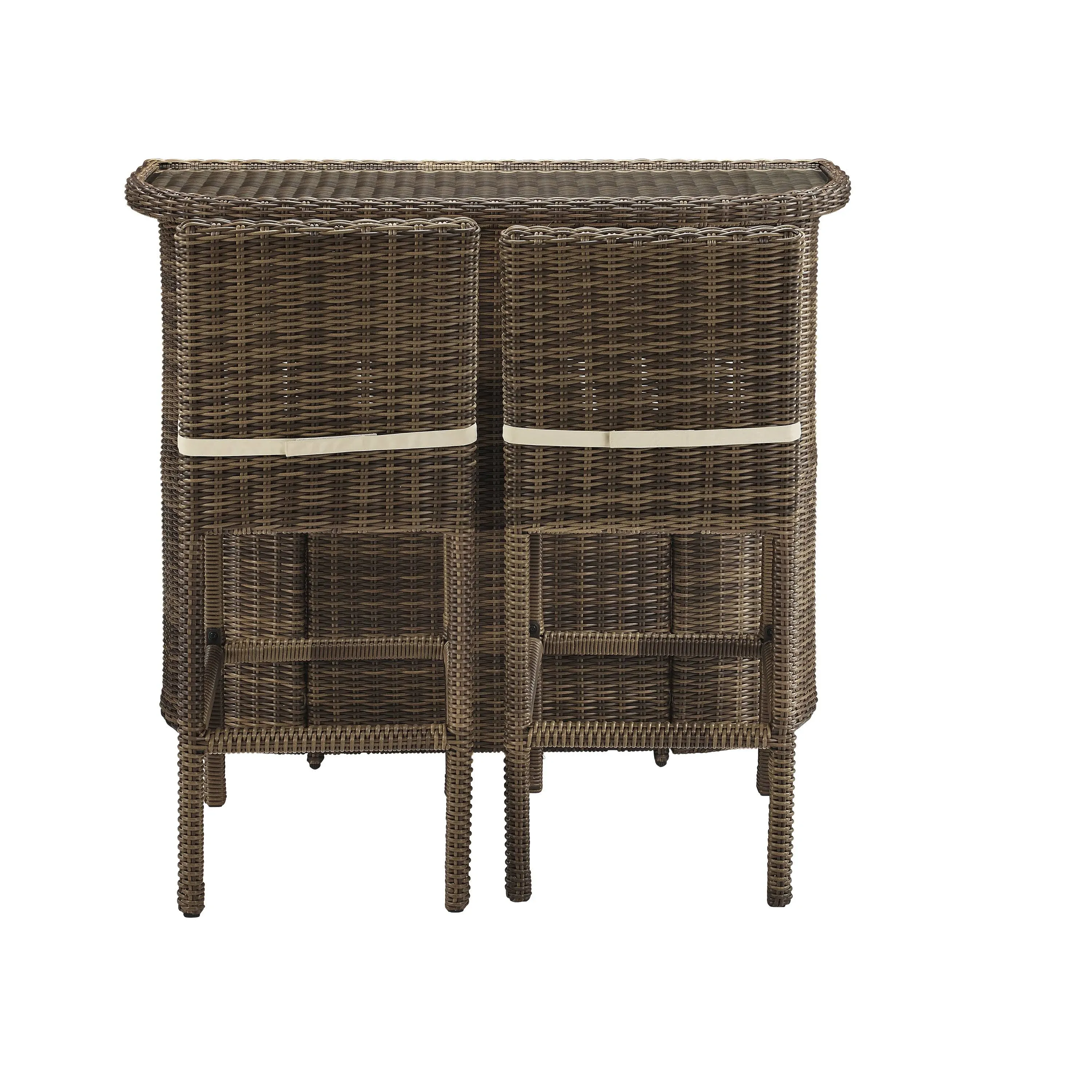 Bradenton 3Pc Outdoor Wicker Bar Set Sand/Weathered Brown - Bar, 2 Stools - Tropical - Outdoor Pub And Bistro Sets - by Bison Commerce | Houzz