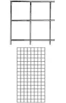 Wire Grid Panel 2&#039; x 4&#039; Chrome Retail Display Gridwall Double Wire Side