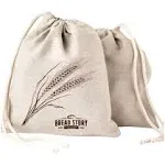 Bread Story Linen Bread Bags - 2-Pack 11 x 15 inch Ideal for Homemade Bread, Unbleached, Reusable Food Storage, Housewarming, Wedding Gift, Storage