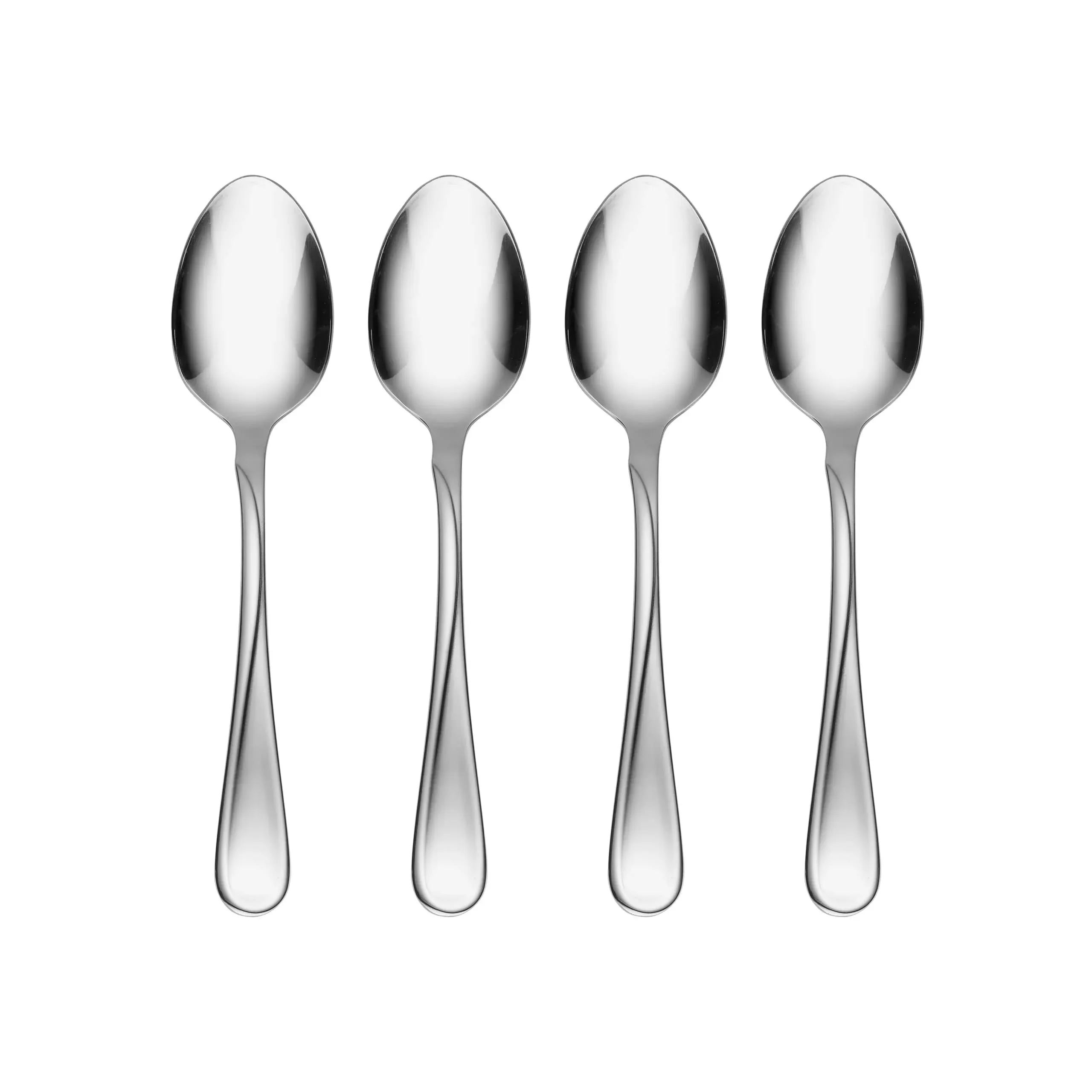 Flight Everyday Flatware Teaspoons 18/0 Stainless Steel, Set of 4, Silver