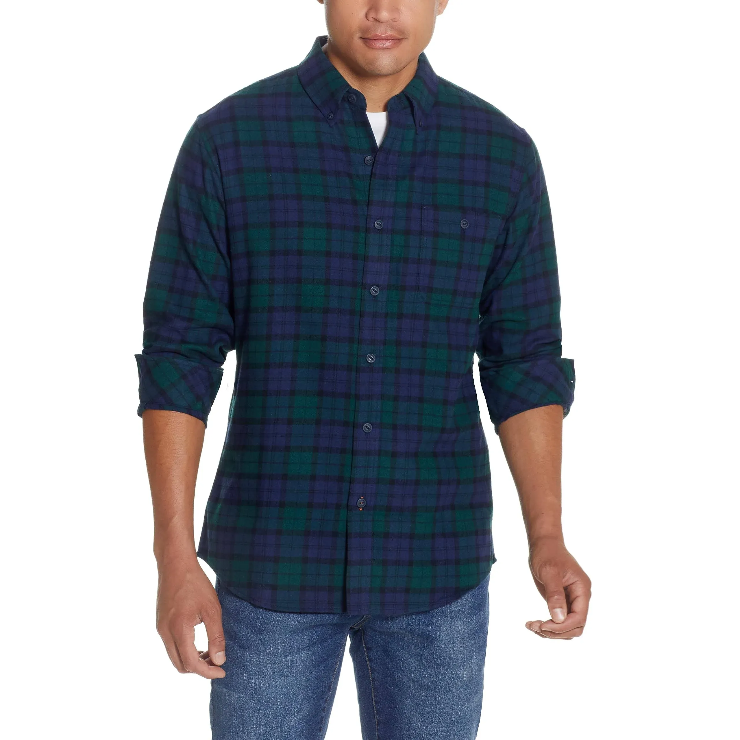 Weatherproof Vintage Mens Casual Soft Brushed Plaid Button-Down Flannel Shirt