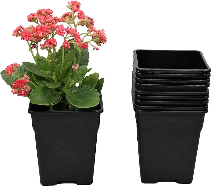 Cotta Planters Square Nursery Pot 05 Gallon Plastic Planters for Outdoor Indoor Plants 10-Pack with Drainage Holes