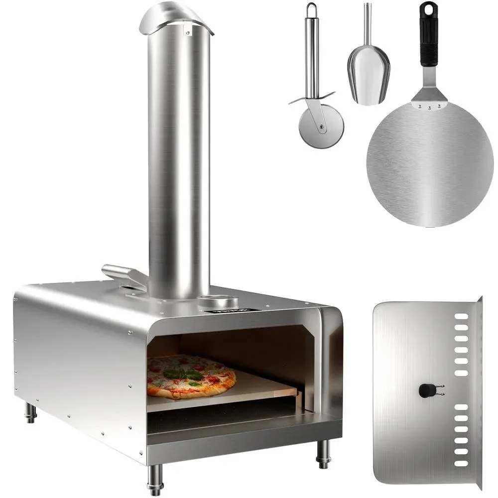 VEVOR PSLHWBXJXSWJLT8YDV0 Pizza Maker 12 in. Stainless Steel Portable Charcoal ...