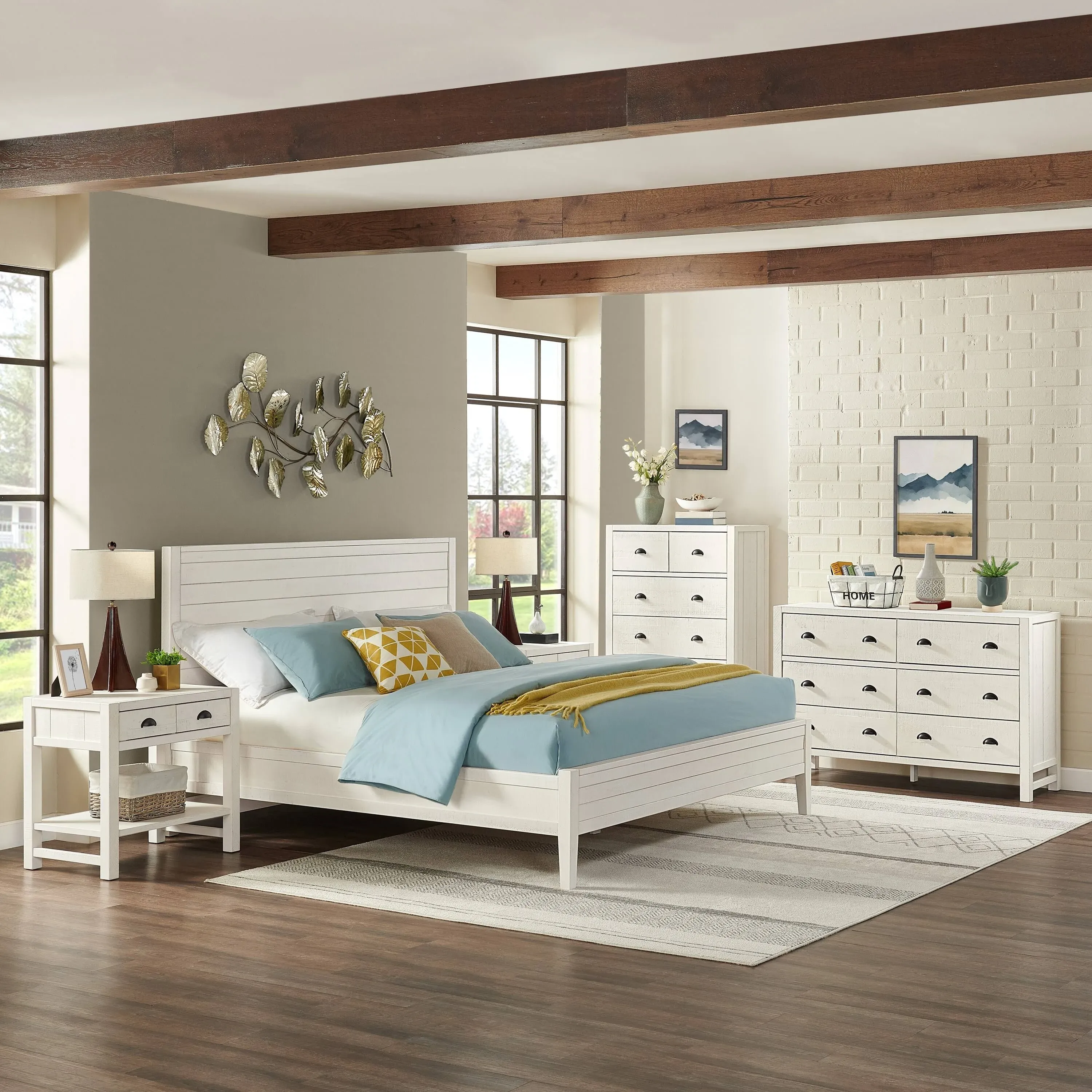 Arden 5-Piece Wood Bedroom Set Alaterre Bed Size: King, Color: Driftwood White