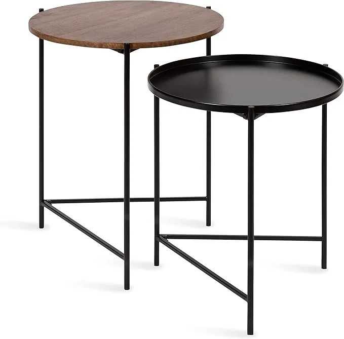 Kate and Laurel Ulani Round Metal Accent Tables 2 Piece Natural