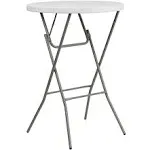 Flash Furniture 2.6-Foot Round Granite White Plastic Bar Height Folding Table