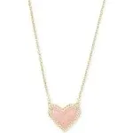 Kendra Scott - Ari Heart Gold Pendant Necklace - Rose Quartz