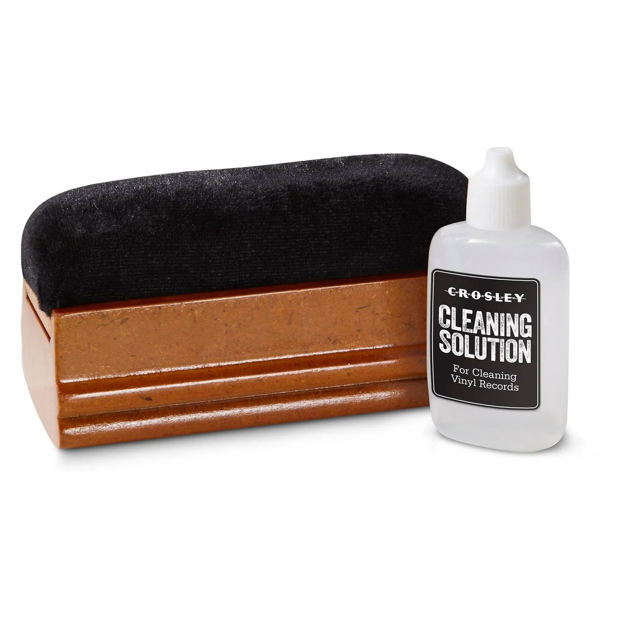 Crosley AC25 Turntable Record Maintenance Kit with Cleaning Solution and Wet/Dry Velvet Brush