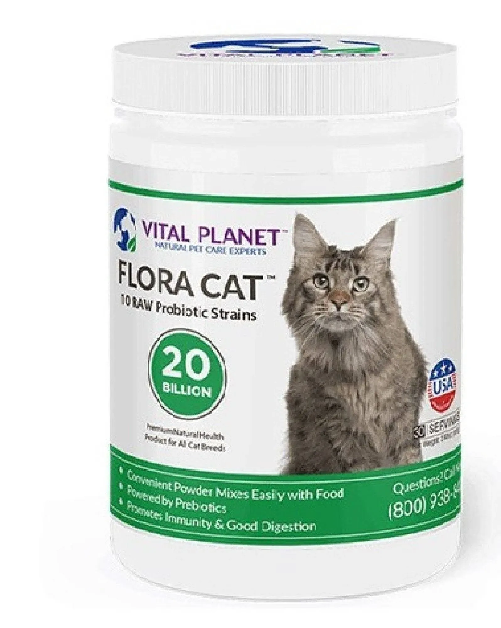 Vital Planet - Flora Cat Probiotic Powder Supplement - 30 Scoops 3.92 oz