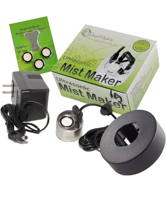 The House of Hydro Mist Maker Kit (Mist Maker, Transformer, Float, 3 Replacement Discs)