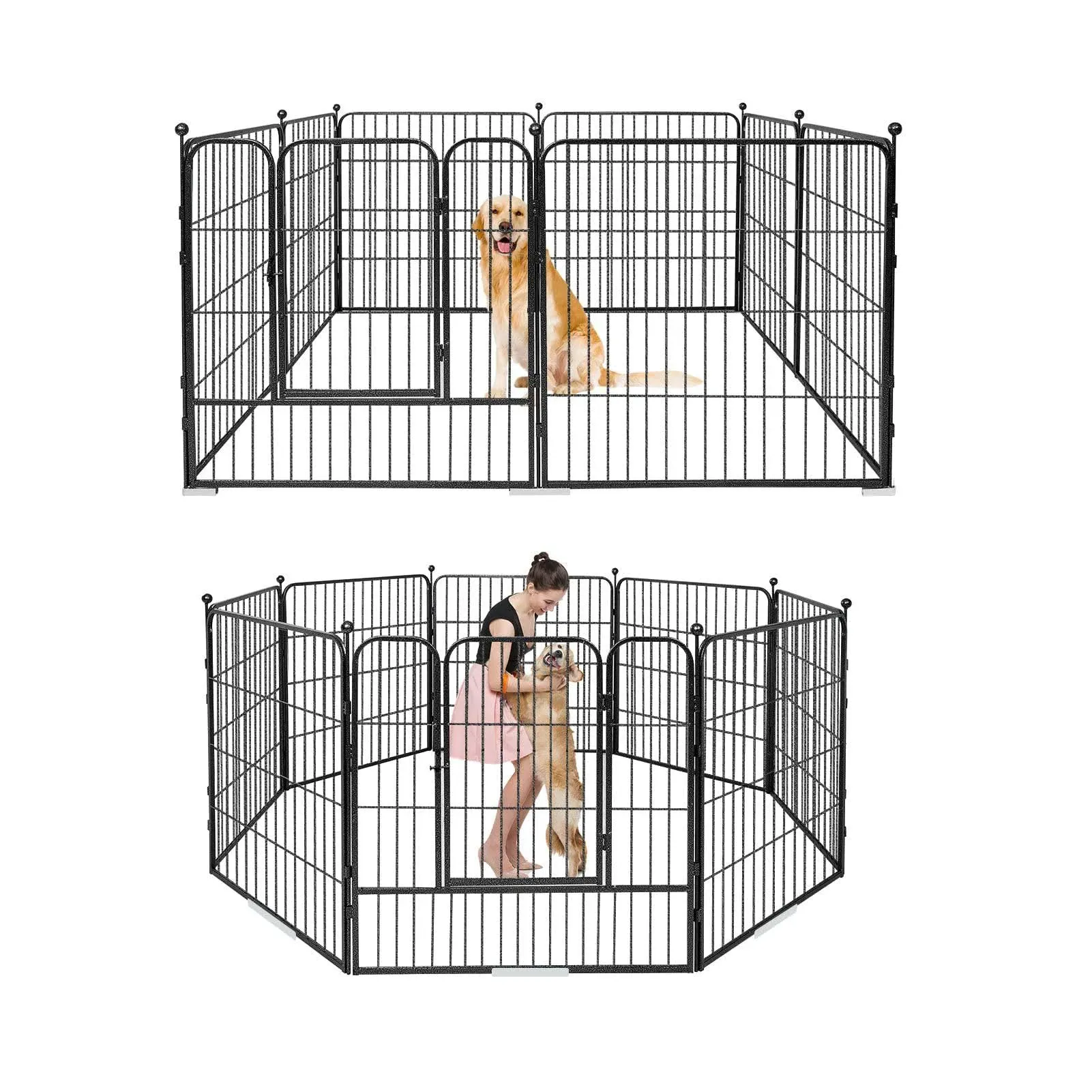 PANTAZO Dog Playpen Outdoor/Indoor 8 Panels 32'' Height Dog Pens Heavy Duty Anti ...