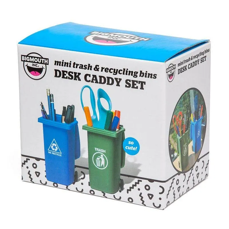 Bigmouth Inc The Mini Curbside Trash and Recycle Can Set 5-Inch Tall Desktop ...