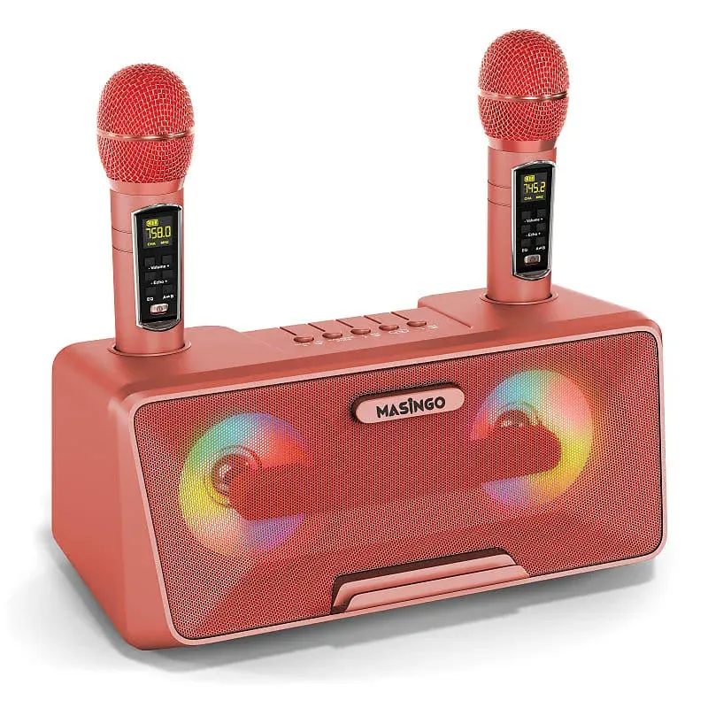 Portable Karaoke Machine for Kids with Bluetooth Speakers, 2 Wireless Microphones ...