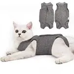 Cat Recovery Suit for Male and Female Surgical Post Surgery Soft Cone Onesie Shirt Clothes Neuter Licking Protective Diapers Outfit Cover Kitten Spay Collar(M, Grey)