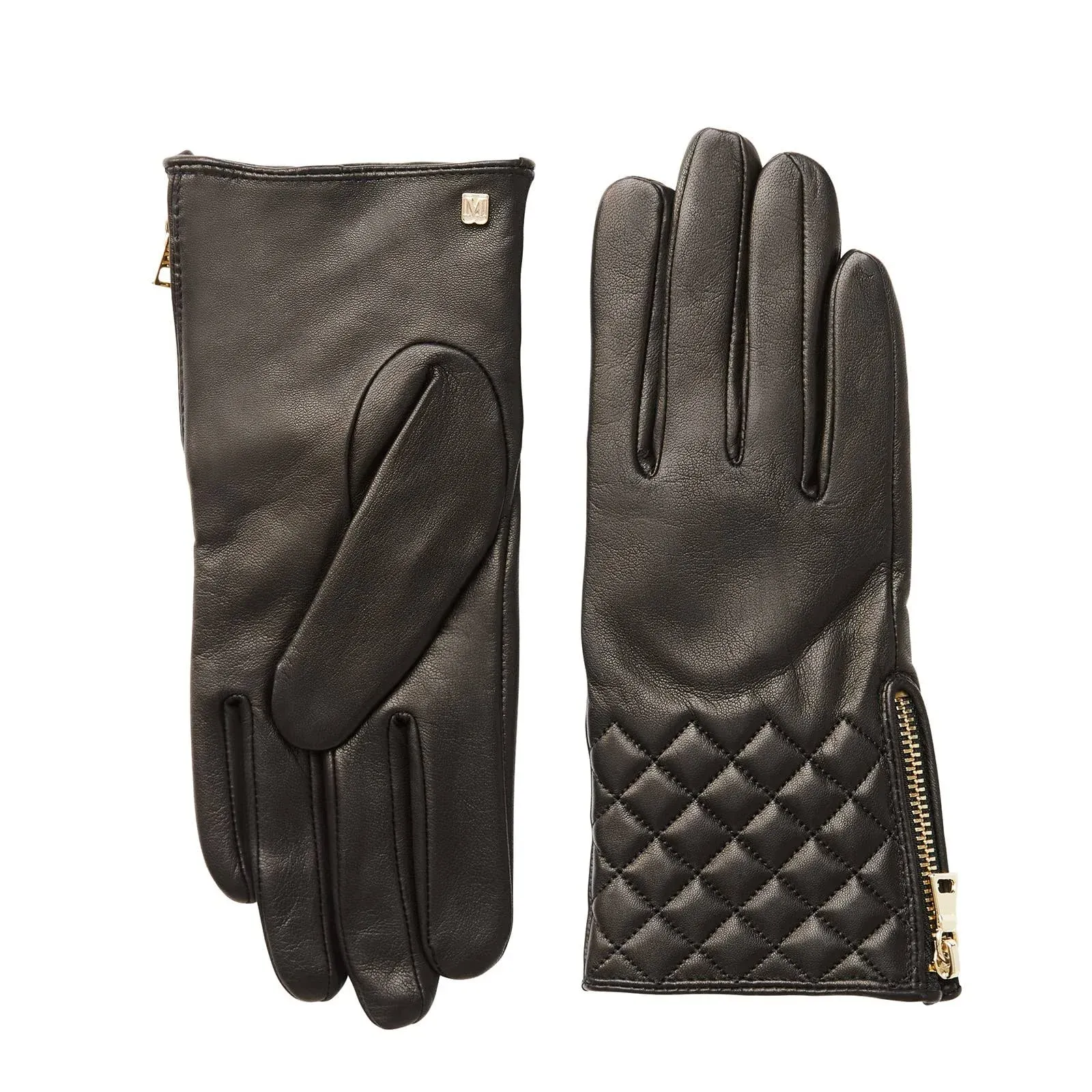 Bruno Magli Diamond Quilted Cashmere-Lined Leather Gloves