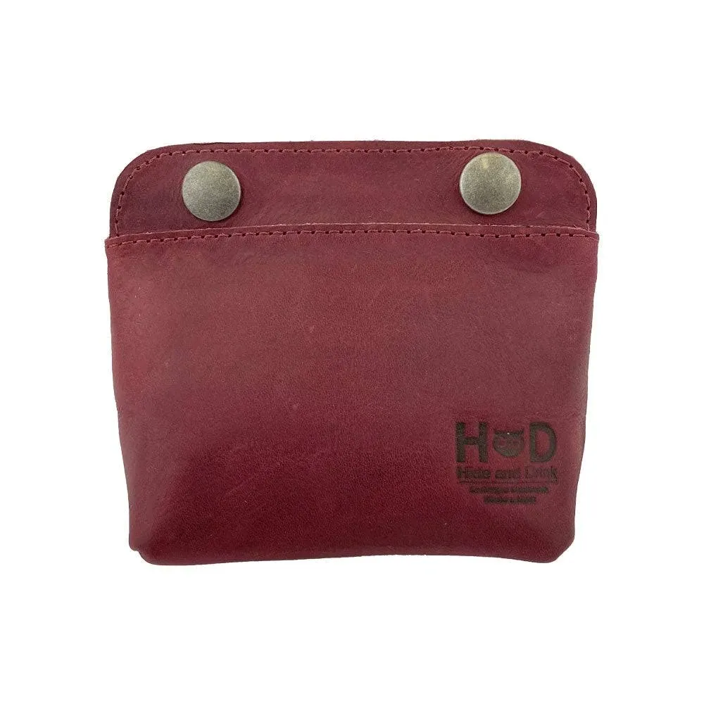 Hide & Drink, Leather Double Snap Pouch, Coin Purse, Cash & Card Holder, Cable Organizer, Makeup, Handmade Includes 101 Year Warranty (Sangria)