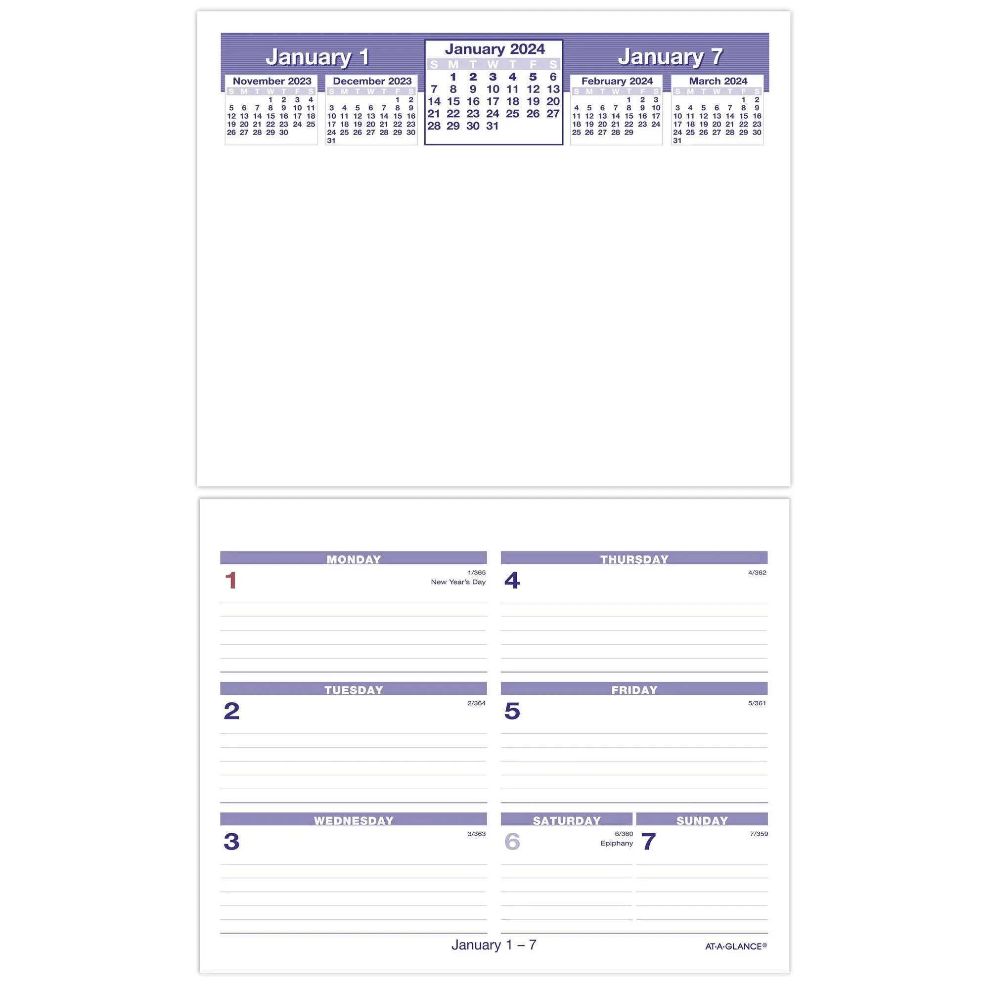 2024 AT-A-GLANCE Flip-A-Week Weekly Desk Calendar Refill, 6" x 7", January to December 2024, SW705X50