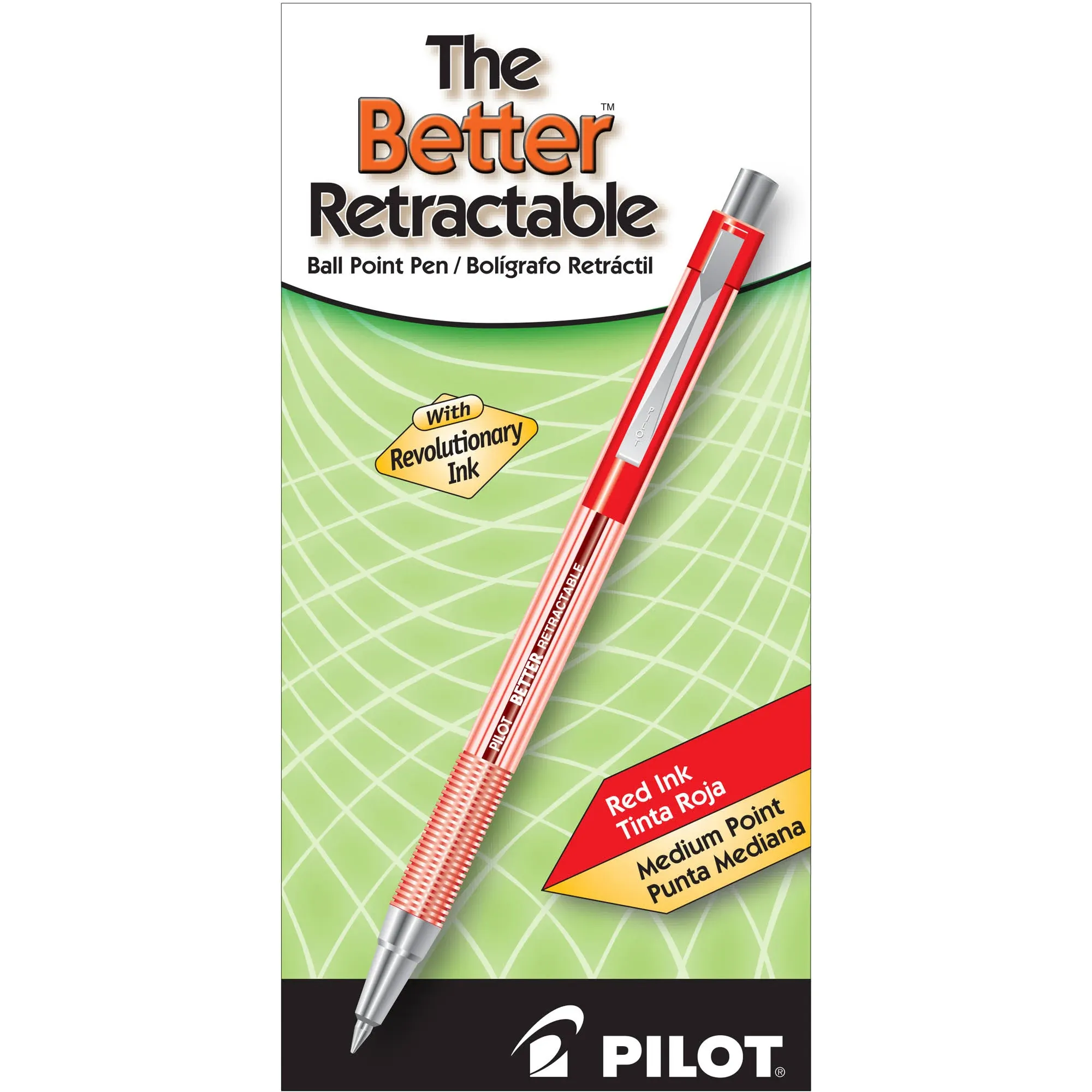 Pilot Better Ballpoint Retractable Pen Medium Red Ink Dozen