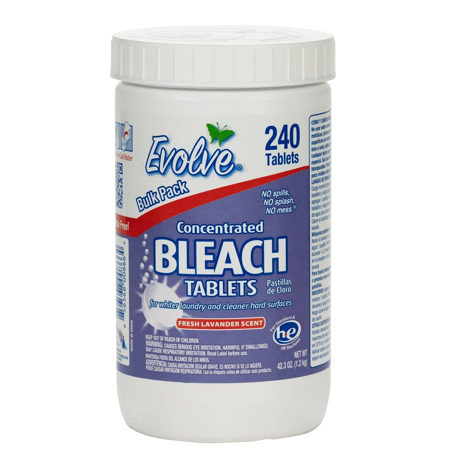 Evolve Concentrated Bleach Tablet Bulk Size 240 Tablets 1 Pack Fresh Lavender