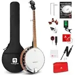 Vangoa 5 String Banjo Remo Head Closed Solid Back with Beginner Kit, Tuner, Stra