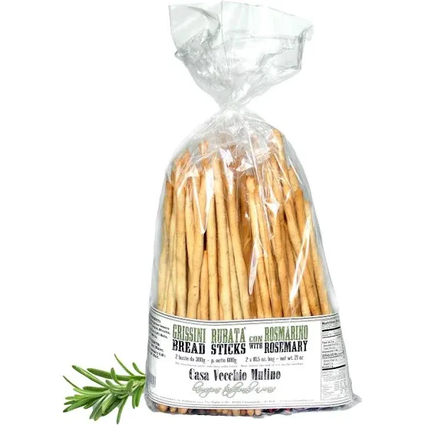 Grissini Artisanal Breadsticks with Rosemary, Vecchio Mulino, Italy, 21 oz.