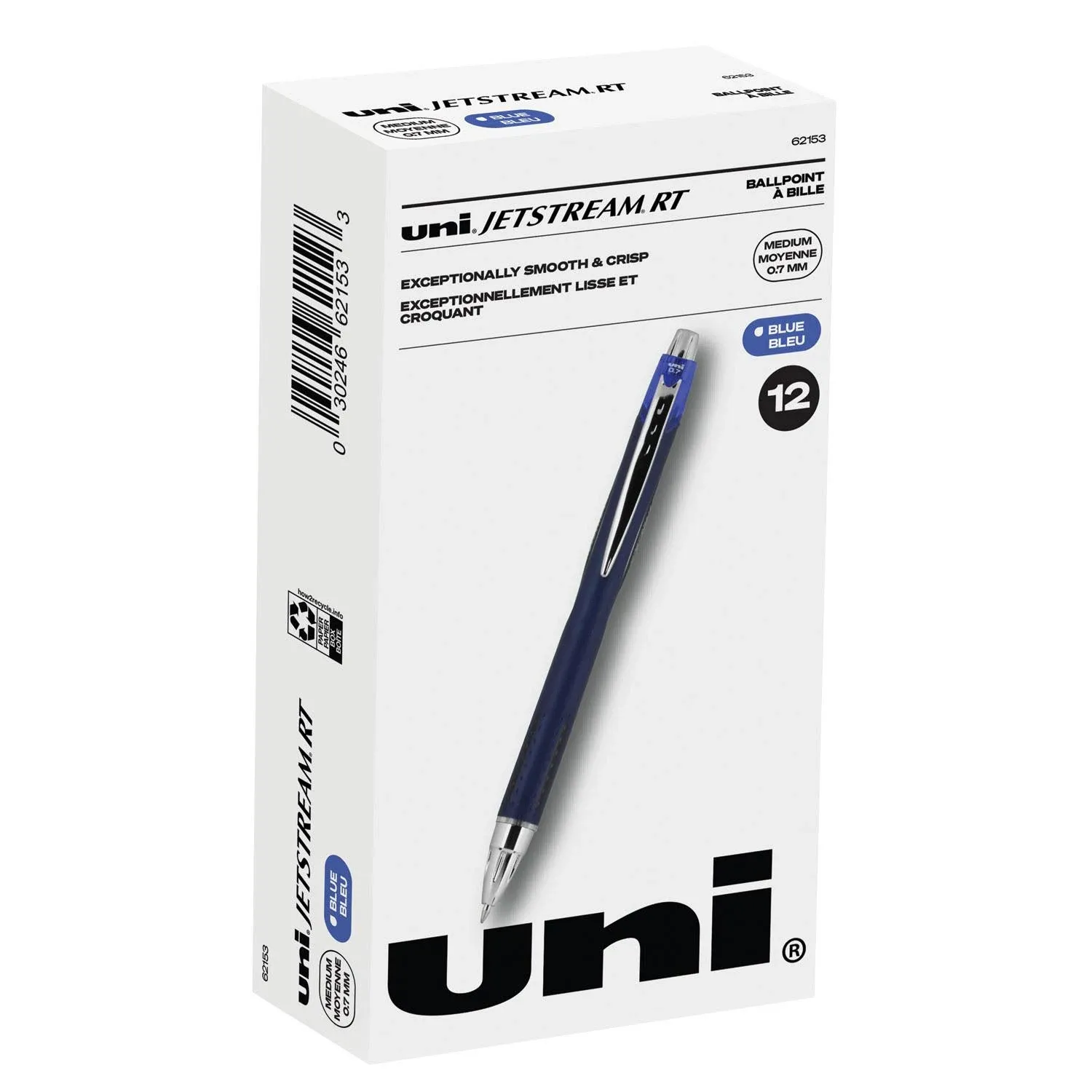 Uni-Ball Jetstream Retractable Ballpoint Pen Fine 0.7 mm Blue Ink Blue Barrel