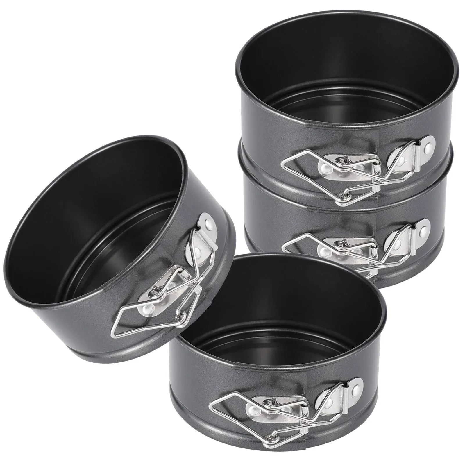 Hiware 4-Inch Mini Springform Pan Set - 4 Piece Small Nonstick Cheesecake Pan for ...