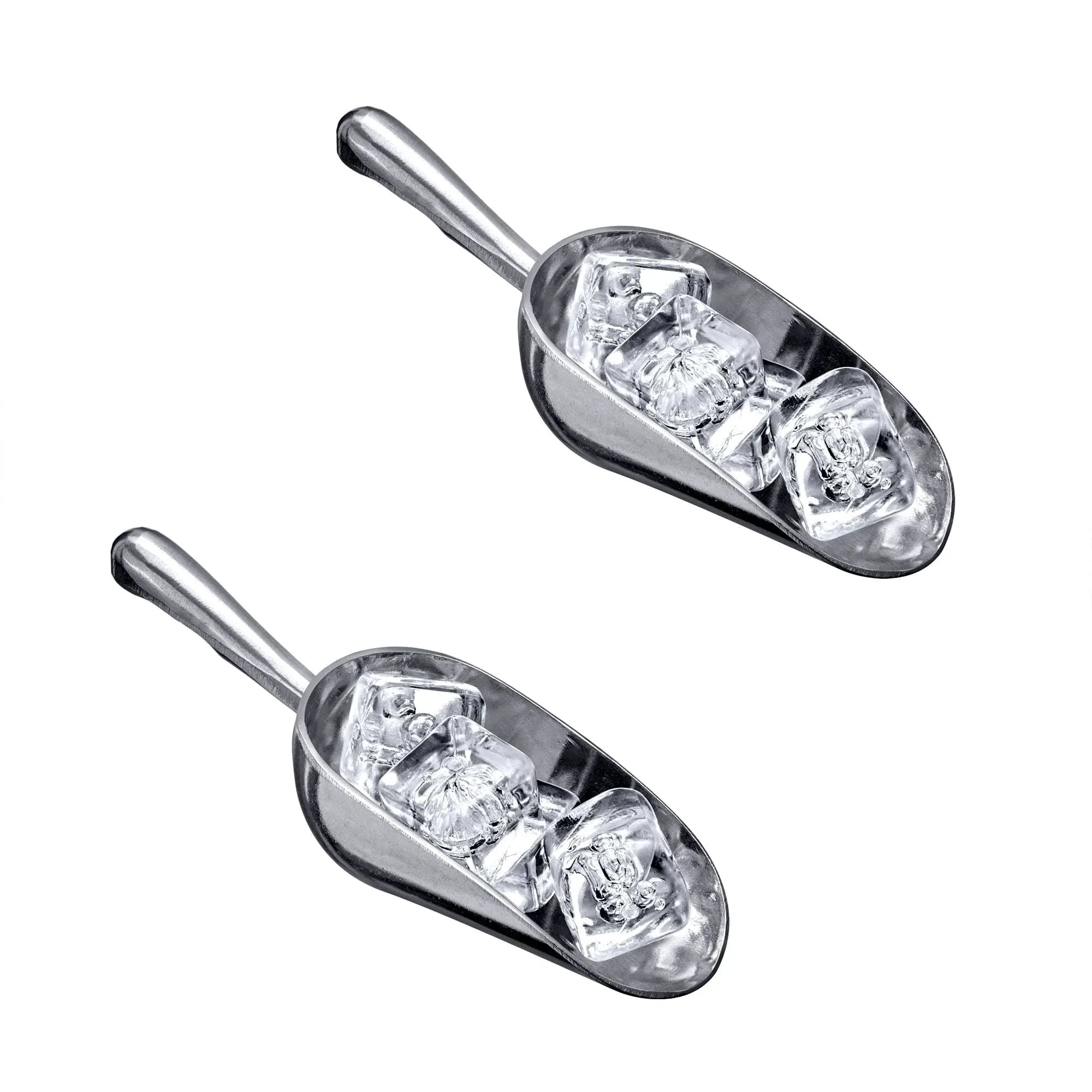 Amazing Abby - Elsa - 5-Ounce Aluminum Ice Scoops (Set of 2), Cast Aluminum Utility Scoops, Food-Grade, Dishwasher-Safe, Good for Home and Commercial Use, NOT Dishwasher-Safe, Hand-Wash Recommended