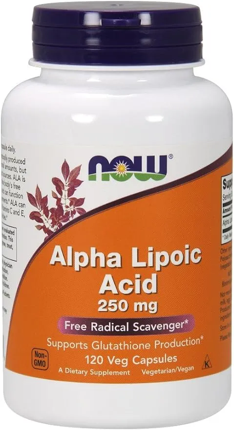 NOW Foods Supplements, Alpha Lipoic Acid 250 mg, Supports Glutathione Production*, Free Radical Scavenger*, 120 Veg Capsules