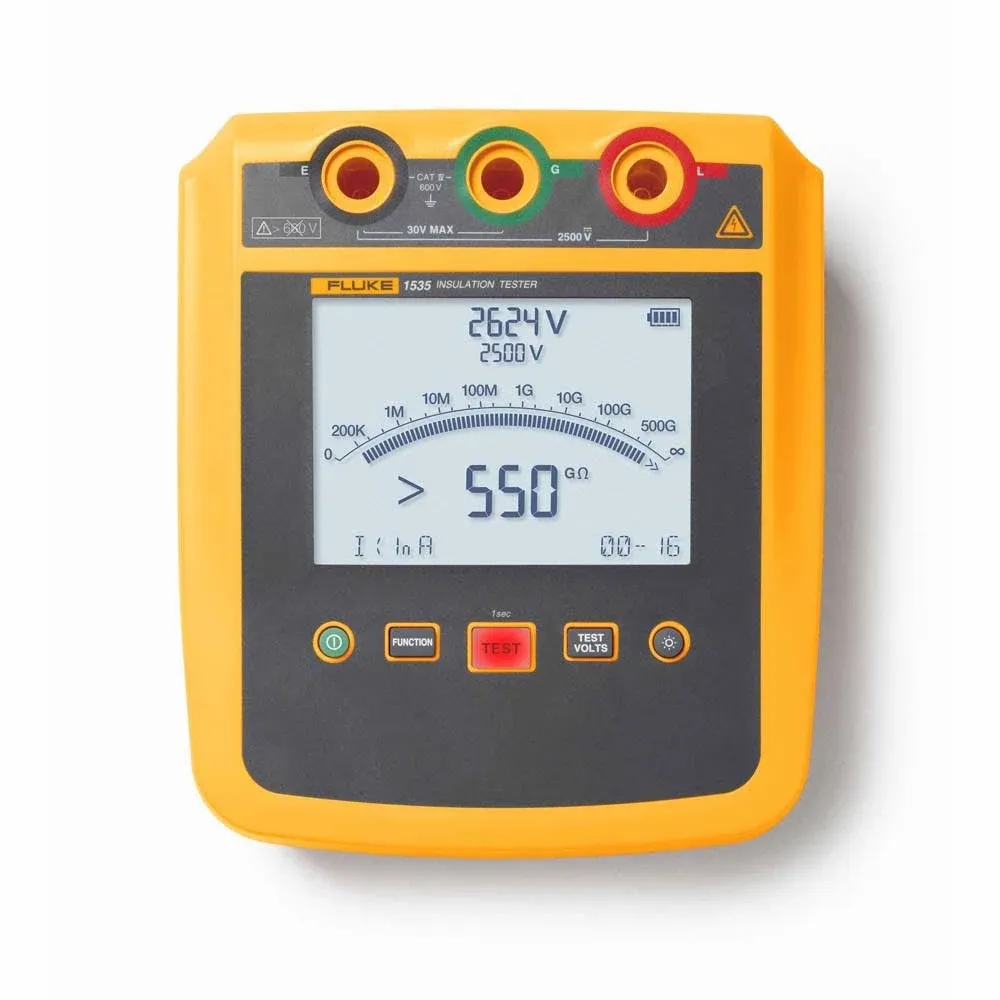 Fluke 1535 Insulation Tester, Insulation Tester, for Frontline Industrial and Electrical Insulation Testing, Test Voltages from 250 V to 2500 V and Resistance Measurements up to 500 GΩ