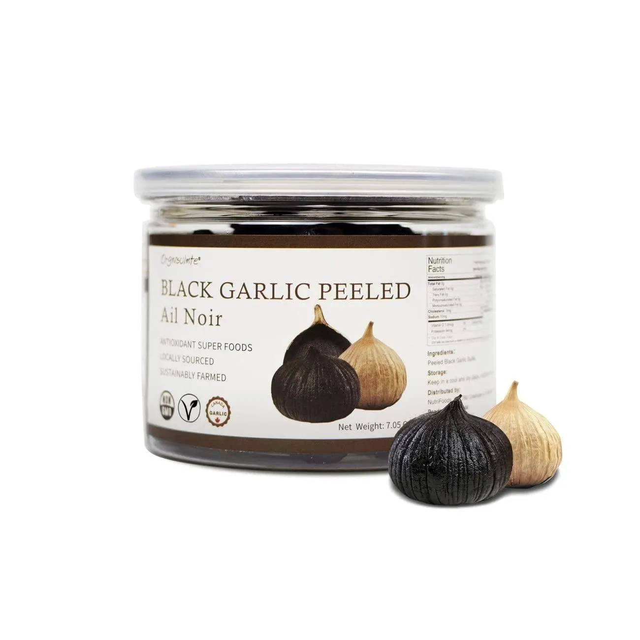 Orgnisulmte Peeled Black Garlic Cloves Fermented for 90 Days,Ready to Eat Non-GMO ...