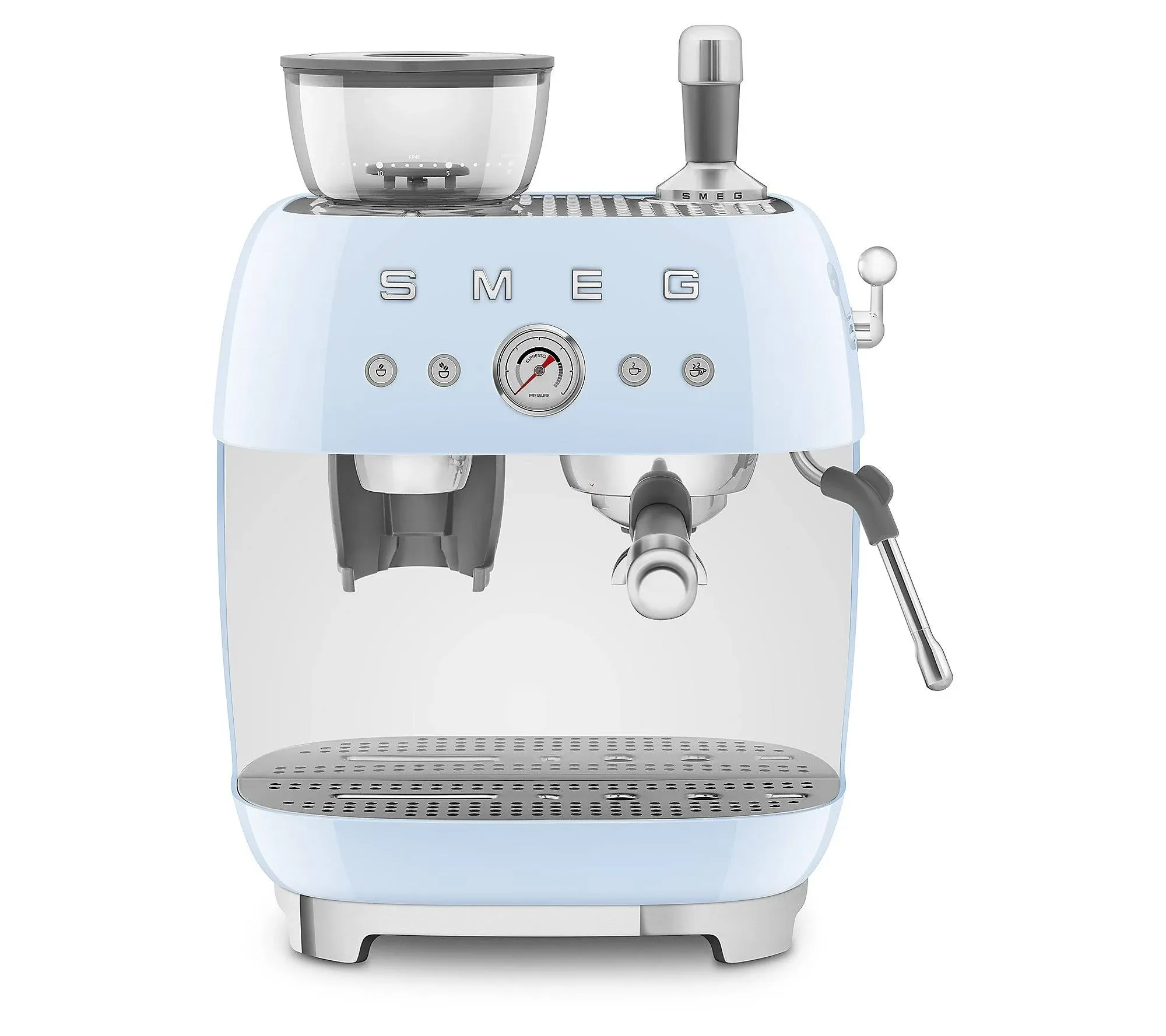 Smeg Espresso Machine with Coffee Grinder in Pastel Blue