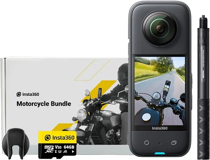 Insta 360 X3 Waterproof 360 Action Camera with 1/2" 48MP Sensors, 5.7K 360 Active HDR Video, 72MP 360 Photo, 4K Single-Lens, Image Stabilization, with Selfie Stick Kit and Lumintrail Cleaning Cloth