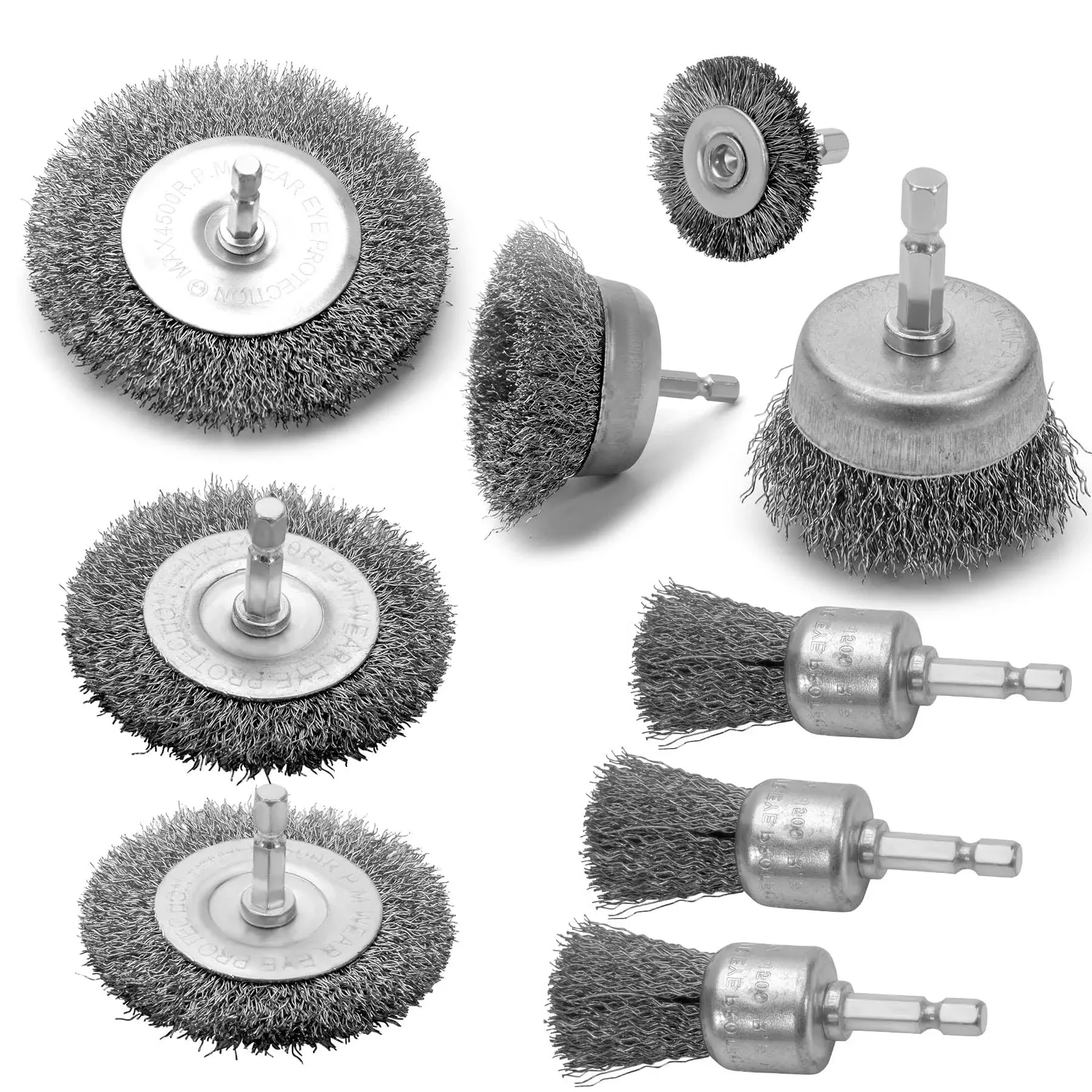 VIDICA Wire Brush for Drill Set 9Pcs,Abrasive Wire Wheel for 1/4 inch Hex Shank ...