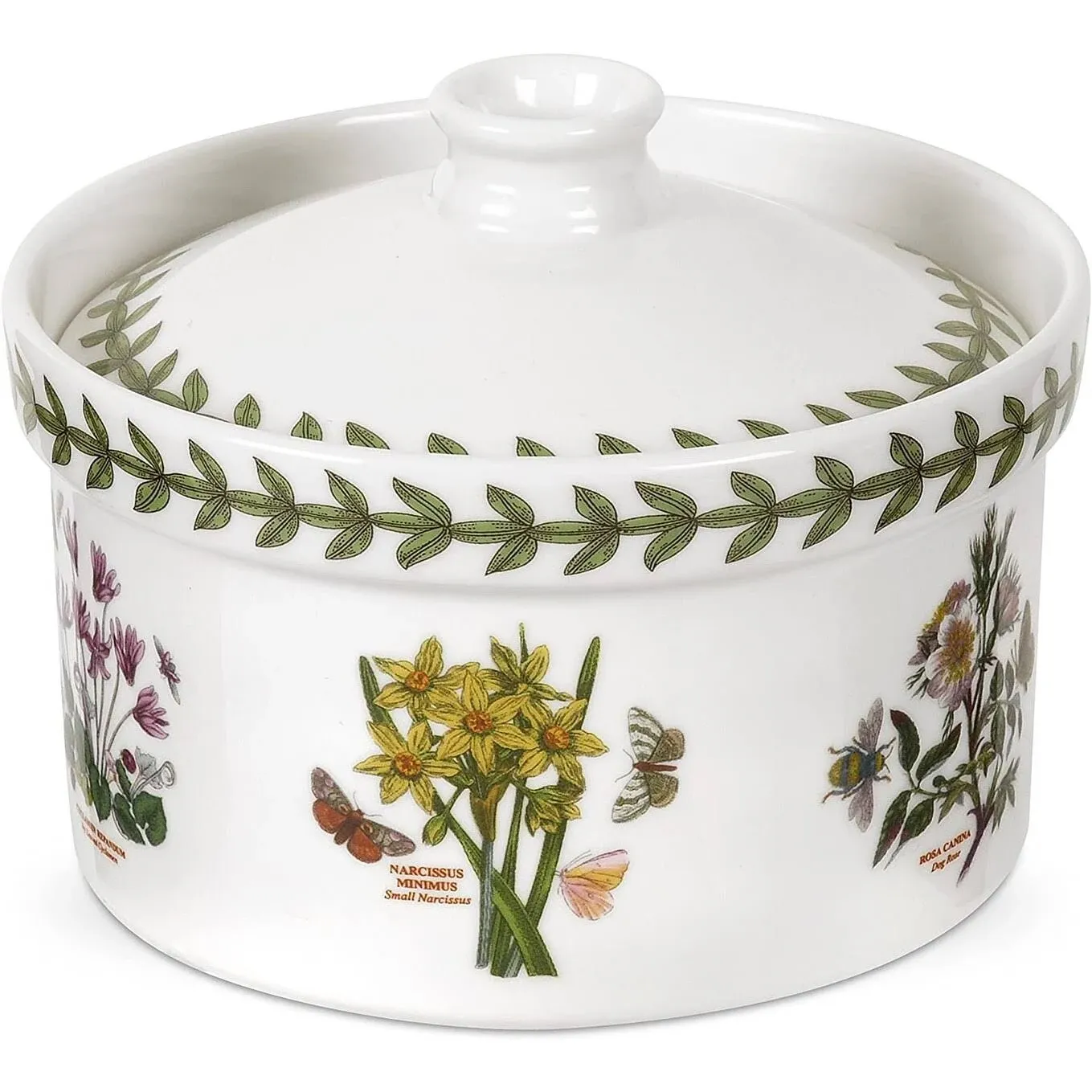 Portmeirion Botanic Garden 5" Mini Casserole Dish with Cover | Assorted Floral Motifs | Fine Earthenware | Chip-Resistant Glaze | Dishwasher, Microwave Safe