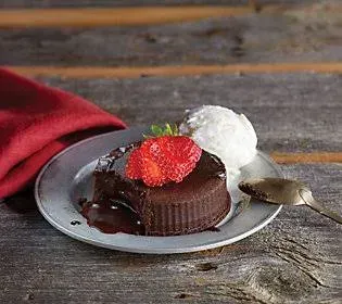 Premium Flourless Dark Chocolate Truffle Lava Cakes, four 4-Inch Round Cake Filled with Oozing Chocolate Ganache and Cooking Instruction from Kansas City Steaks Company