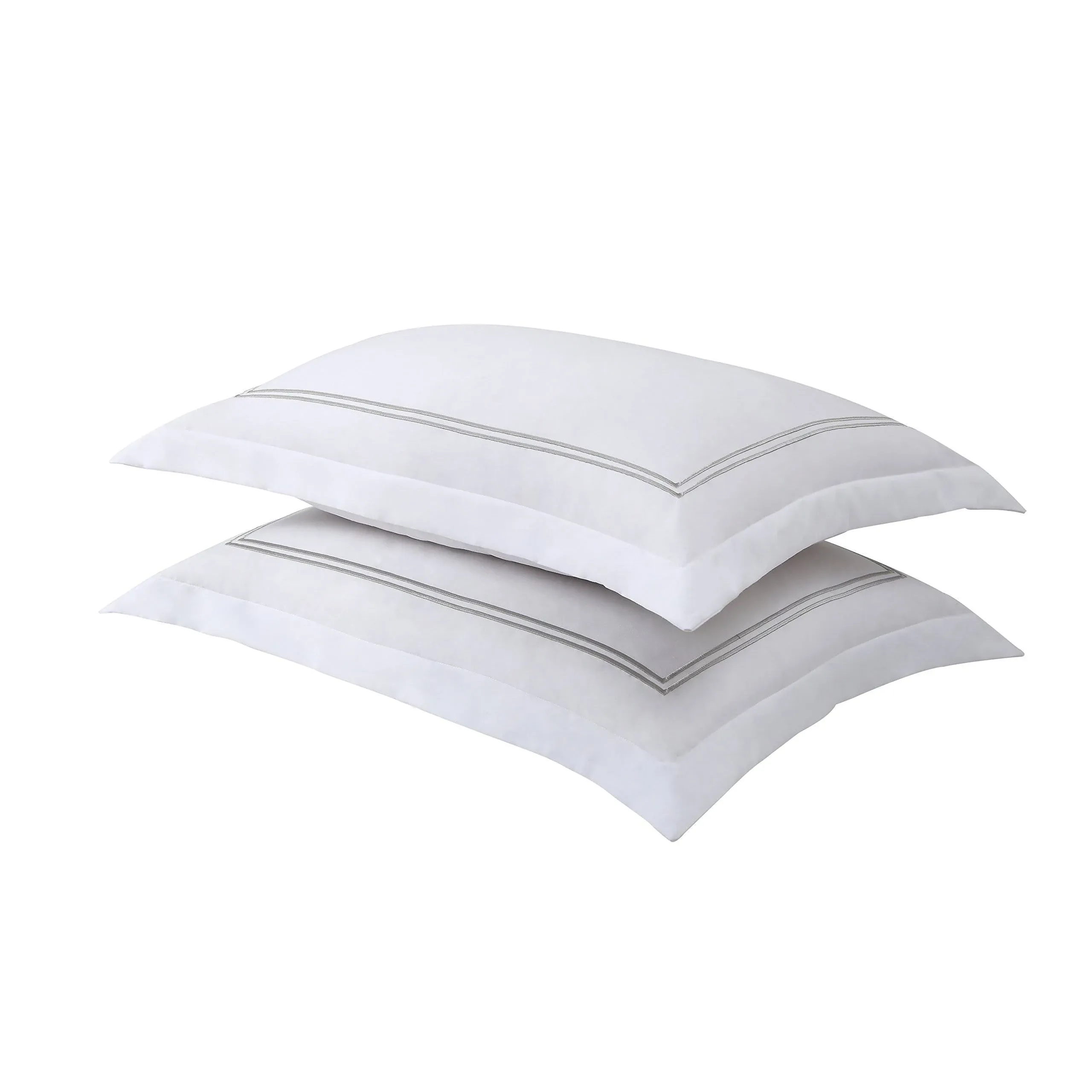 Lux Hotel FRE27502SILV11 Baratta Stitch on White Tailored Microfiber Sham Silver ...