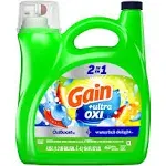 Gain Ultra Oxi Liquid Laundry Detergent, 107 loads, 154 fl oz, Waterfall Delight Scent, 2-in-1, HE Compatible