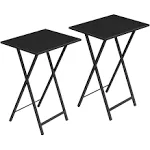 Snapklik.com : Folding TV Tray Tables, Set of 2 Side Tables for Small Space, Industrial Snack Tables for Eating at Couch, Stable Metal Frame, Easy