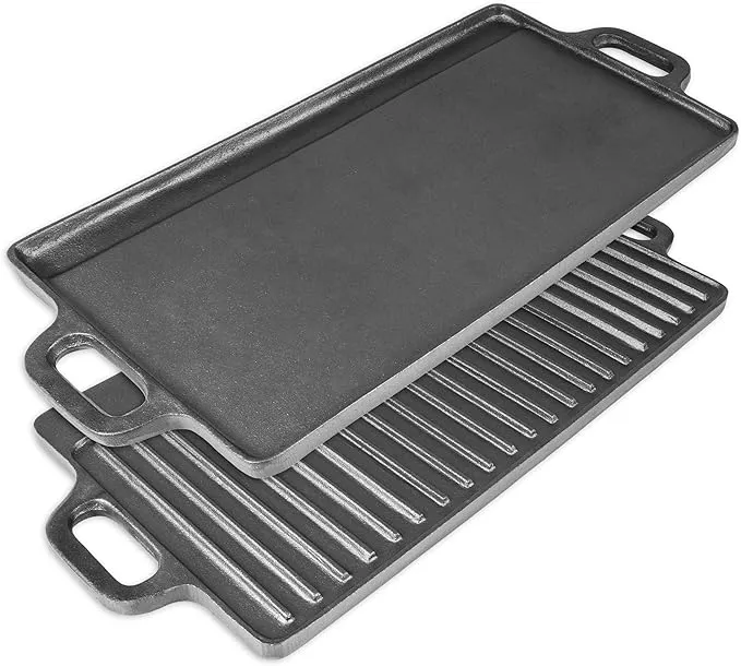 Prosource 2-in-1 Reversible & Preseasoned 19.5 x 9 Cast Iron Griddle