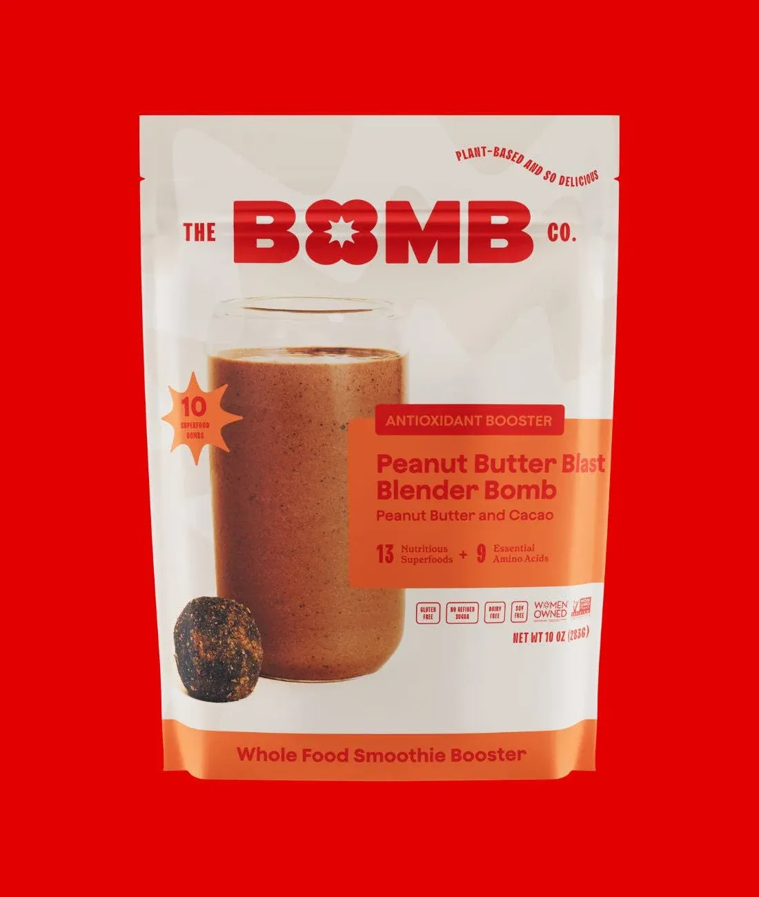 The Bomb Co. Blender Bomb, Peanut Butter Blast, Superfood Smoothie Mix with Chia Seeds, Hemp Seeds, Peanuts, & Amino Acids for Antioxidants, Gluten Free, High Fiber, 10 Servings