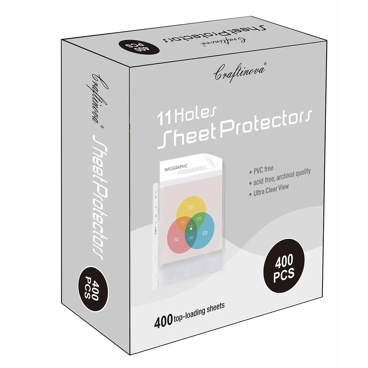 Craftinova 400 Pack Plastic Sheet Protectors