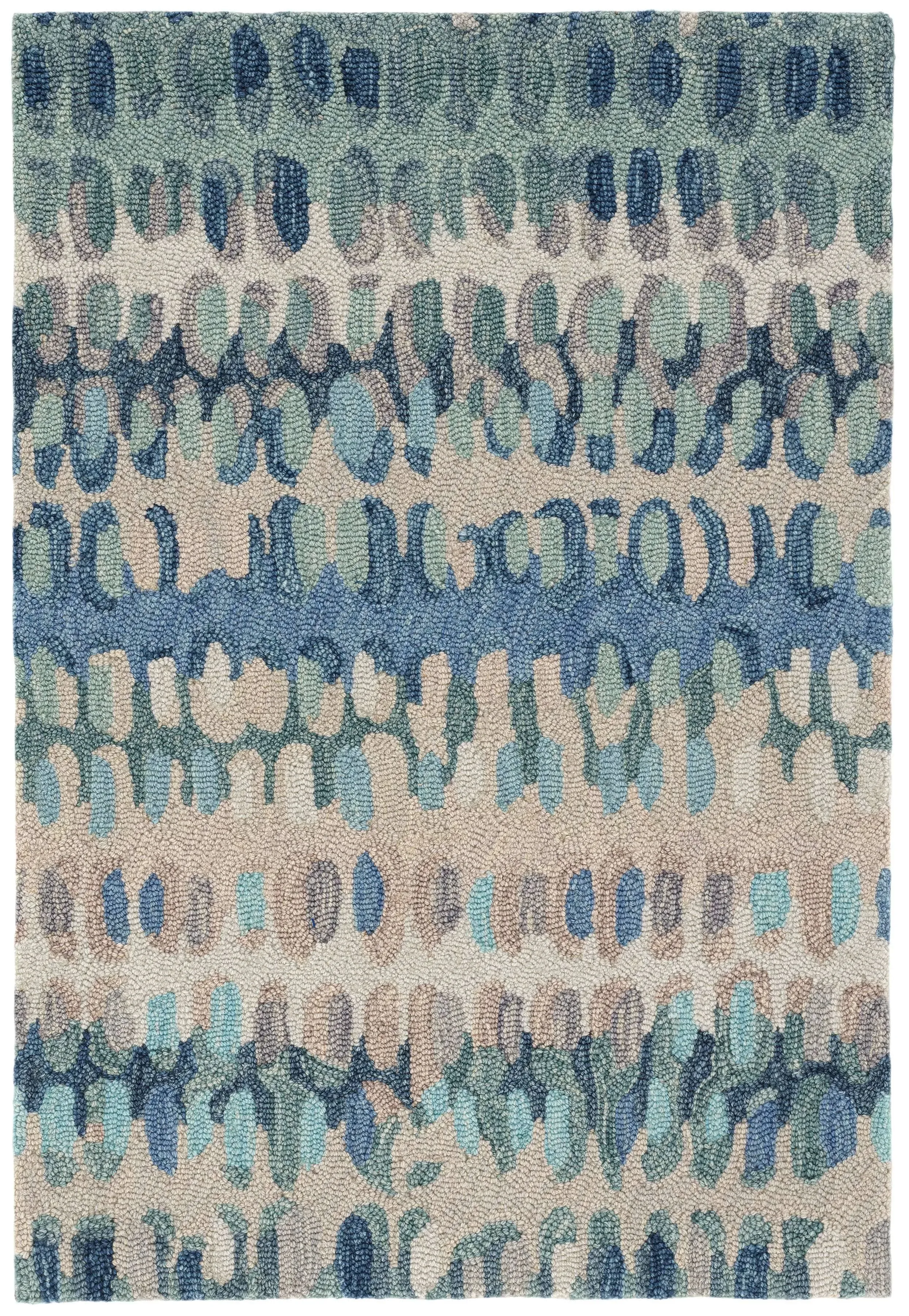 Dash & Albert Paint Chip Blue Micro Hooked Wool Rug, 3'x5'