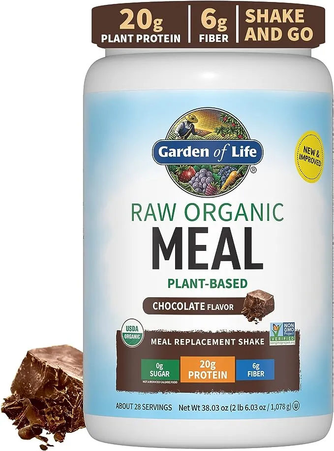 Garden of Life Raw Organic Meal Shake Powder, Chocolate Cacao - 35.9 oz canister